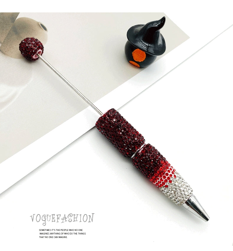 【 Diy Full Diamond Bead Pen 】 Creative handmade gradient plastic pen with diamond, multi-color rotating core ballpoint pen